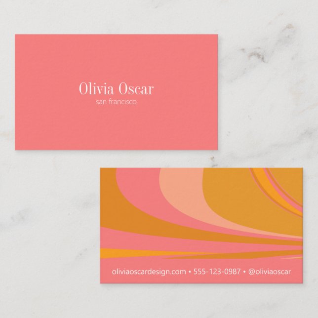 Minimal Rosa Mustard Unik Abstrakt Marble Art Visitkort (Fram/baksida)