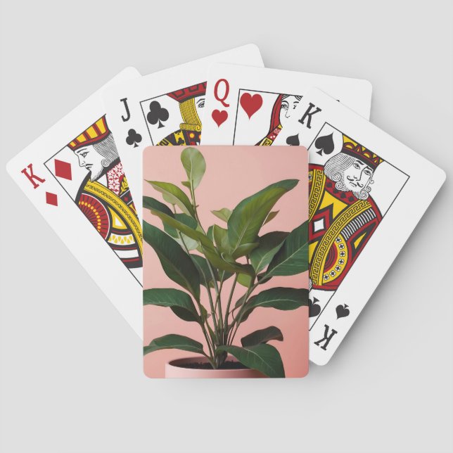 Minimal rosa och grön växtodling casinokort (Baksidan)