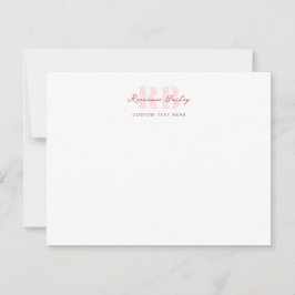 Minimal Rosa och vita monogram Anteckningskort