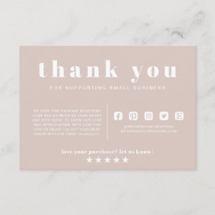 Minimal Rosa Order Insert Tack Small Business Tilläggskort