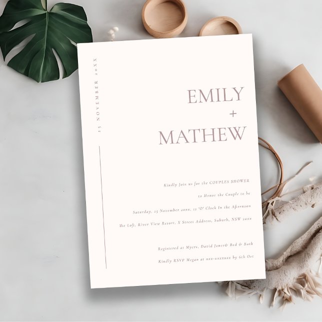 MINIMAL  ROSA PACH TYPOGRAPHY PAR SHOWER INBJUDNINGAR (Skapare uppladdad)