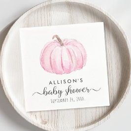 Minimal Rosa Pumpkin Watercolor Flicka Shower Pappersservett