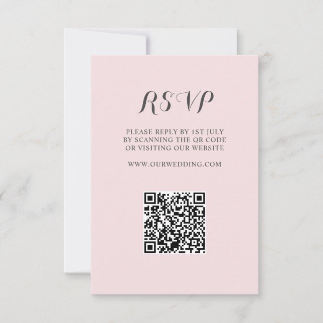 Minimal  Rosa QR-kod OSA Bröllop Kort (Framsida)