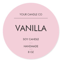 Minimal rosa rund ljusstickermärke – VanillaSoyCan