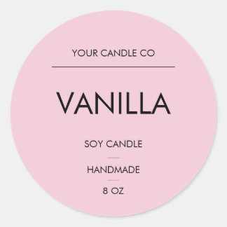 Minimal rosa rund ljusstickermärke – VanillaSoyCan Runt Klistermärke