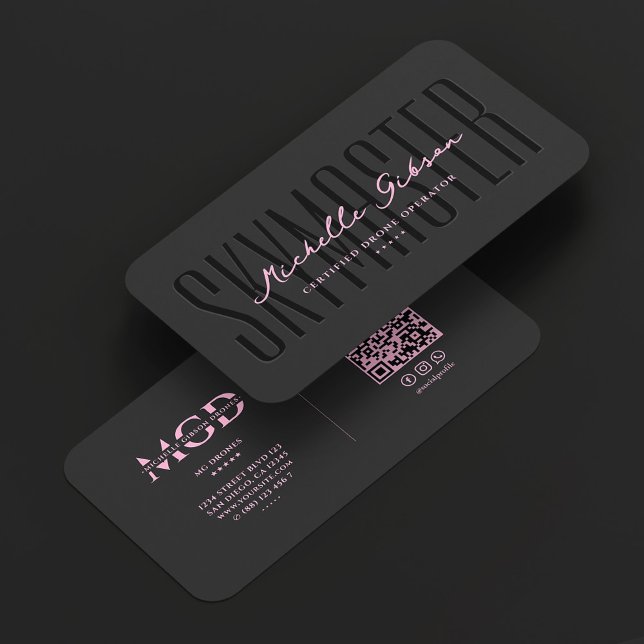 Minimal rosa svart UAV-operatör Drönarpilot Visitkort (Minimal Pink Black UAV Operator Drone Pilot Business Card
)