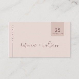 MINIMAL ROSA TYPOGRAFI BRÖLLLOPSKORT TACK VISITKORT