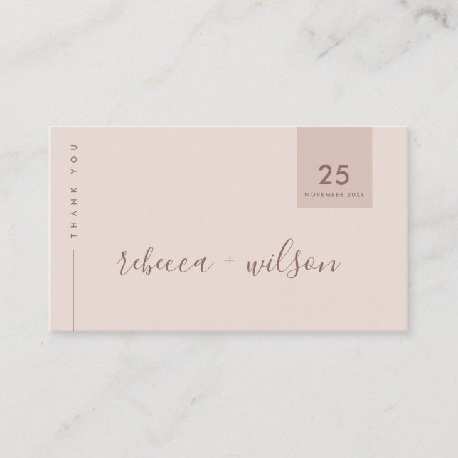 MINIMAL ROSA TYPOGRAFI BRÖLLLOPSKORT TACK VISITKORT (Framsida)