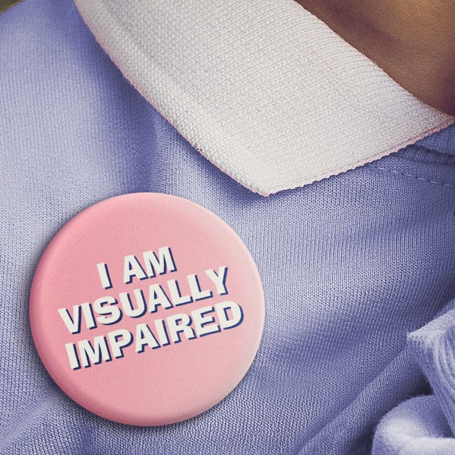 Minimal Rosa Typografi Synskadad Knapp (Minimal Pink Typography Visually Impaired Button)