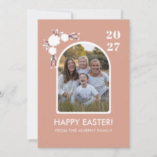 Minimal rosabrölloppsblomma påsk familjefoto julkort