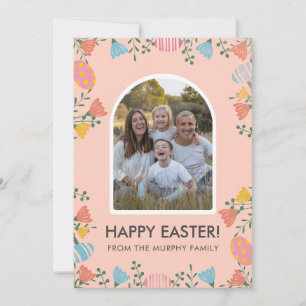 Minimal rosabrölloppsblomma påsk familjefoto julkort