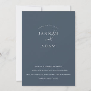 Minimal Royal Blue Opulence Script Photo Bröllop Inbjudningar