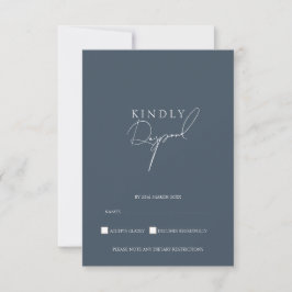 Minimal Royal Blue Opulence Script Photo Bröllop OSA Kort
