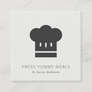 Minimal Rustic Black and White Chef Hat-Catering Fyrkantigt Visitkort