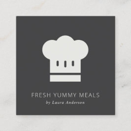 Minimal Rustic Black and White Chef Hat-Catering Fyrkantigt Visitkort