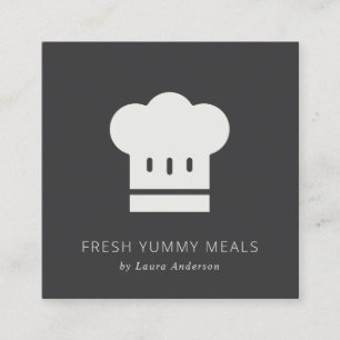 Minimal Rustic Black and White Chef Hat-Catering Fyrkantigt Visitkort