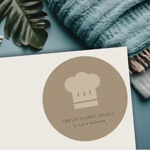 Minimal Rustic Black Kraft Chef Hat-Catering Runt Klistermärke