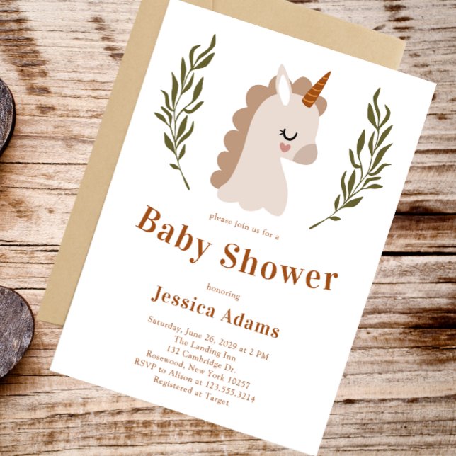 Minimal Rustic Boho Unicorn Baby Shower Inbjudningar (Skapare uppladdad)