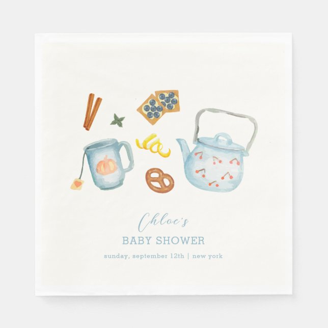 Minimal Rustic Par-Tea Cookie Baby Shower Pappersservett (Framsidan)