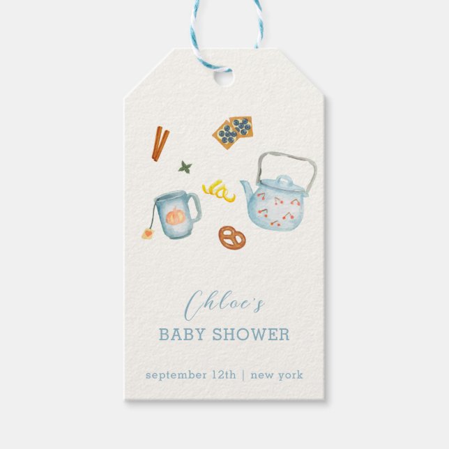 Minimal Rustic Par-Tea Cookie Baby Shower Presentetikett (Framsidan)
