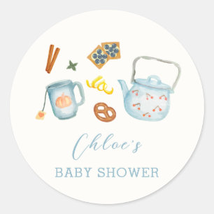 Minimal Rustic Par-Tea Cookie Baby Shower Runt Klistermärke