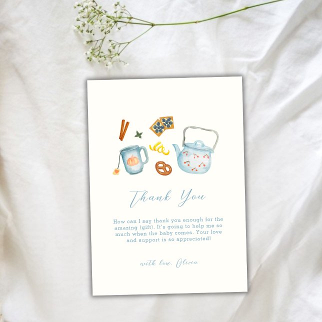 Minimal Rustic Par-Tea Cookie Baby Shower Tack Kort (Minimal Rustic Par-Tea Cookie Baby Shower Thank You Card)