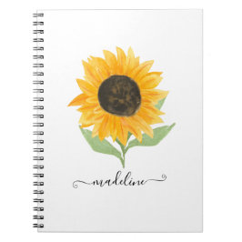 Minimal Rustic Sunflower Personalized Name Script Anteckningsbok