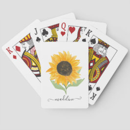 Minimal Rustic Sunflower Personalized Name Script Casinokort