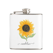 Minimal Rustic Sunflower Personalized Name Script