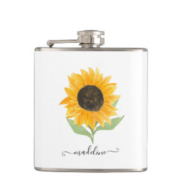 Minimal Rustic Sunflower Personalized Name Script Fickplunta