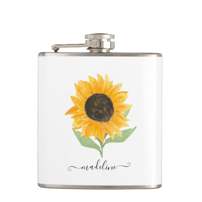 Minimal Rustic Sunflower Personalized Name Script Fickplunta (Framsidan)