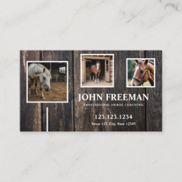 Minimal Rustic Wood Horse Photo Equestrian Visitkort
