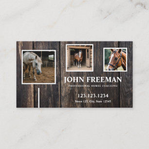 Minimal Rustic Wood Horse Photo Equestrian Visitkort