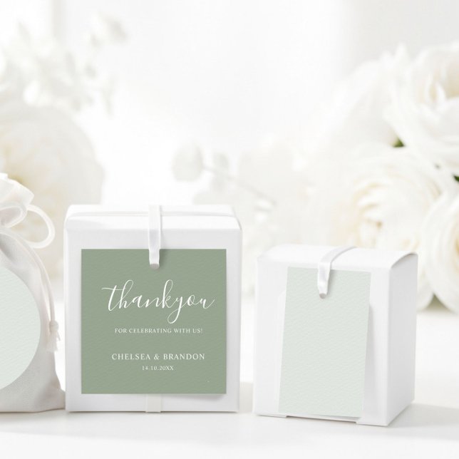 Minimal Rustik Mörkgrön Tacksägelse Manus Bröllop Gåvor Etiketter (Skapare uppladdad)