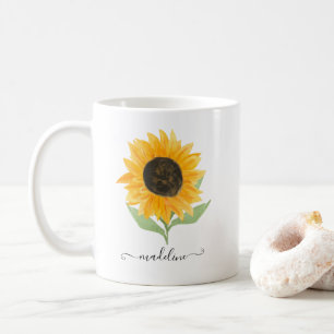 Minimal Rustik Solros Personlig Namnskrift Kaffemugg