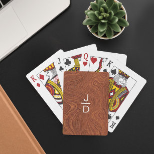 Minimal, rustisk, modern Trendig Woodgrain Monogra Casinokort