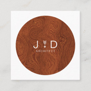 Minimal, rustisk, modern Trendig Woodgrain Monogra Fyrkantigt Visitkort