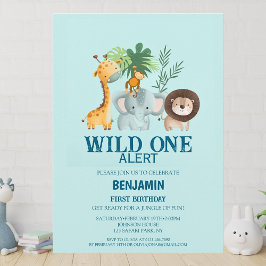 Minimal Safari Wild One Födelsedag Inbjudningar