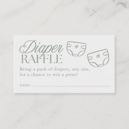 Minimal Sage Green Baby Shower Diaper Raffle Tilläggskort