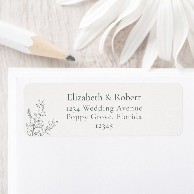 Minimal Sage Green Botanical Address Label Returadress Etikett (Insitu)