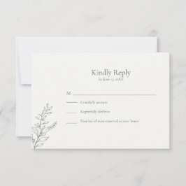 Minimal Sage Green Botanical RSVP Card OSA Kort