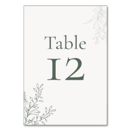 Minimal Sage Green Botanical Table Number Bordsnummer