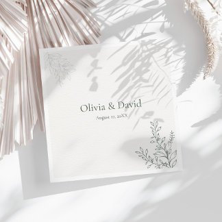 Minimal Sage Green Botanical Wedding Napkin Pappersservett