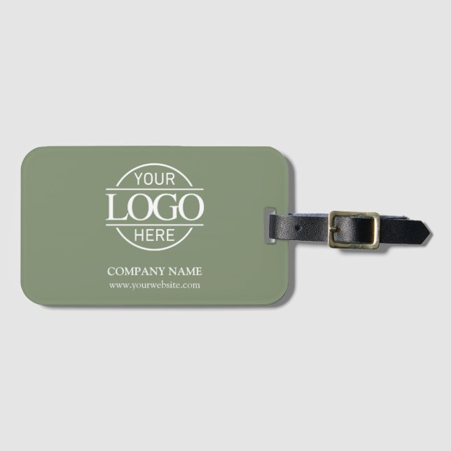 Minimal Sage Green Corporate Company Business Logo Bagagebricka (Framsida horisontal)