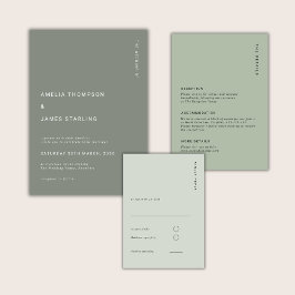 Minimal Sage Green Modern Simple Wedding Inbjudningar