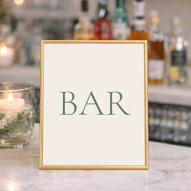 Minimal Sage Green Wedding Bar Sign Poster (Skapare uppladdad)