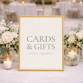 Minimal Sage Green Wedding Cards & Gifts Sign Poster
