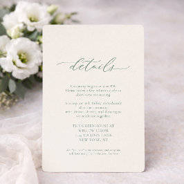 Minimal Sage Green Wedding Details Card  Inbjudningar