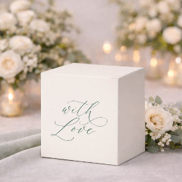Minimal Sage Green Wedding Favor Box with Love Presentaskar