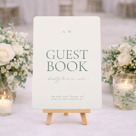 Minimal Sage Green Wedding Guest Book Sign Inbjudningar